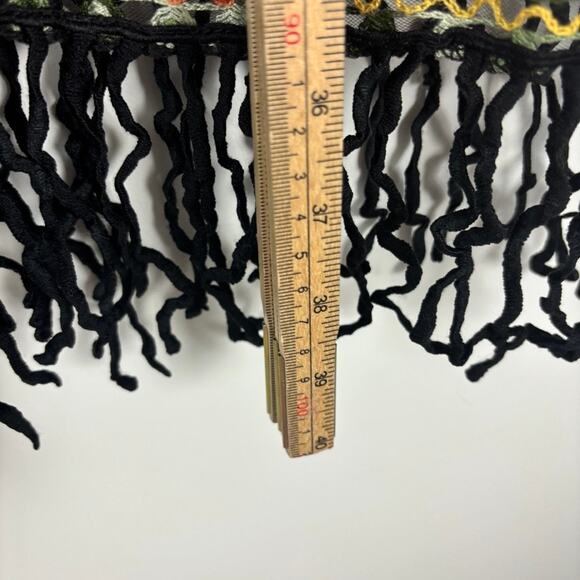 Asha Embroidered Kimono Coverup – Sheer Tassel Long Swim Duster OS - Picture 6 of 7